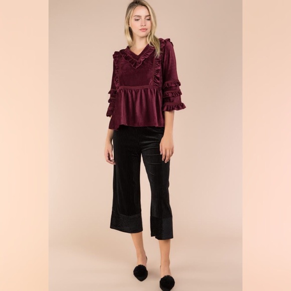 POL Black Velvet Flare Pants Holidays Christmas - Picture 2 of 8